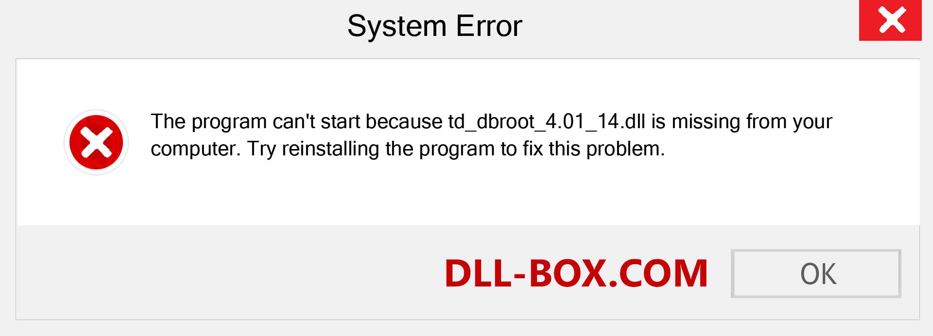  td_dbroot_4.01_14.dll file is missing?. Download for Windows 7, 8, 10 - Fix  td_dbroot_4.01_14 dll Missing Error on Windows, photos, images